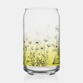 Gele Wildbloemen en Vlinders Blikvorm Glas (Voorkant)