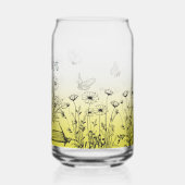 Gele Wildbloemen en Vlinders Blikvorm Glas (Achterkant)