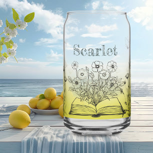 Gele Wildbloemen en Vlinders Blikvorm Glas