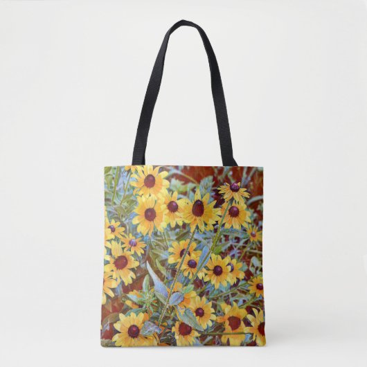 Gele Wildbloemen Floral Art Canvas tas (Voorkant)