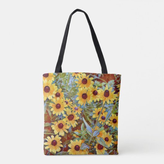 Gele Wildbloemen Floral Art Canvas tas (Achterkant)