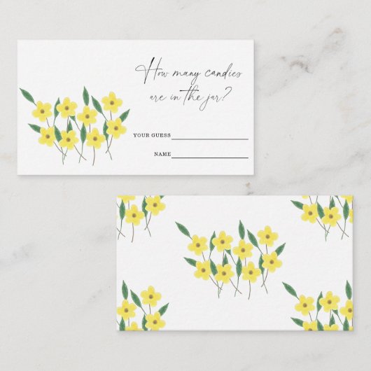 Gele Wildbloemen Raad hoeveel snoepjes wild Informatiekaartje (Voorkant / Achterkant)