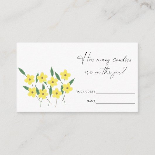 Gele Wildbloemen Raad hoeveel snoepjes wild Informatiekaartje (Voorkant)