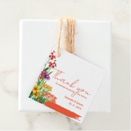 Gele Wildbloemen Sinaasappel Bloemen Bruiloft Bedankjes Labels