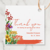 Gele Wildbloemen Sinaasappel Bloemen Bruiloft Bedankjes Labels (Achterkant)