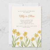 Gele Wildbloemen Uitnodiging voor verjaardagsfeest (Voorkant)