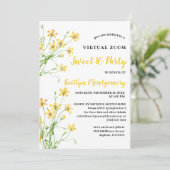 Gele Wildbloemen Virtual Sweet 16 Verjaardagsfeest Kaart (Staand voorkant)