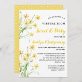 Gele Wildbloemen Virtual Sweet 16 Verjaardagsfeest Kaart (Voorkant / Achterkant)