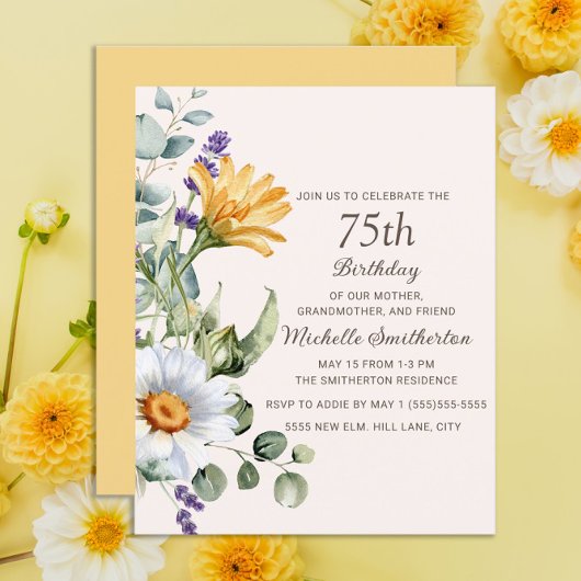 Gele Wildbloemen Witte Daisies 75e verjaardag