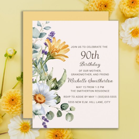 Gele Wildbloemen Witte Daisies 90ste verjaardag