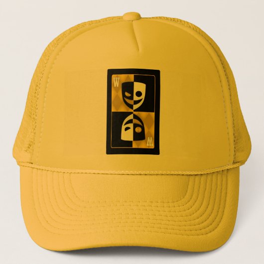 Gele Wildcard Poker Diamonds Trucker Hoed Pet (Voorkant)