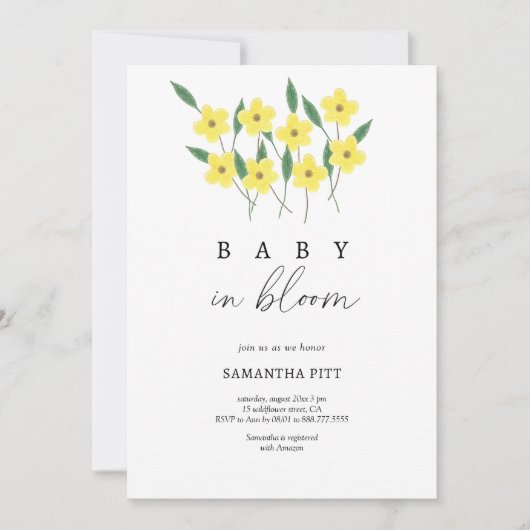 Gele Wilde Baby in bloei Uitnodiging (Voorkant)