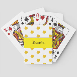 Gele wilde bloem aangepaste naam initiaal pokerkaarten