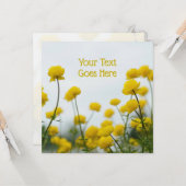 Gele wilde bloem aangepaste tekst kaart (Voorkant / Achterkant in situ)