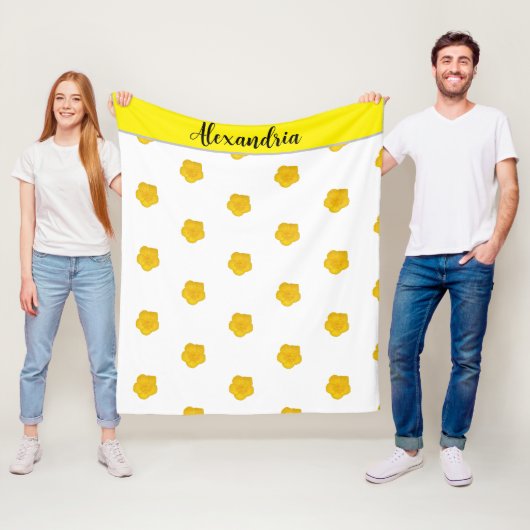 Gele wilde bloem aanpasbare foto fleece deken (In situ)