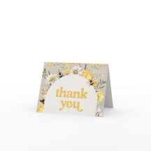 Gele wilde bloem bijen gevouwen dank u kaarten