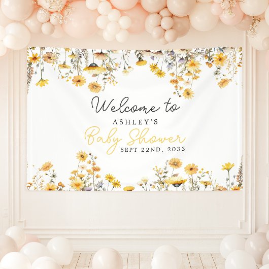 Gele Wilde Bloem Boho Baby Shower Welkom Spandoek