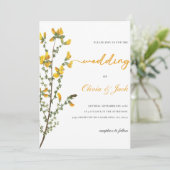 gele wilde bloem boho bruiloft kaart (Staand voorkant)