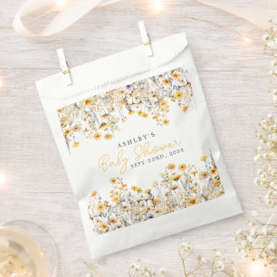 Gele Wilde Bloem Boho Waterverf Baby Borrel Bedankzakje