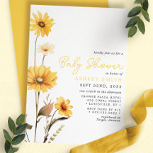Gele Wilde Bloem Boho Waterverf Baby Borrel
