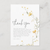Gele Wilde Bloem Elegante Boho Bruidsdouche Bedankkaart (Voorkant)