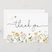 Gele wilde bloem en bijen bedankkaart (Voorkant / Achterkant)