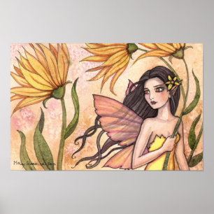 Gele Wilde Bloem Fee Native Amerikaanse Poster