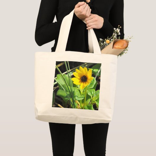 Gele wilde bloem grote tote bag (Voorkant (product))