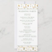 Gele wilde bloem rustieke bruiloft programmakaart (Achterkant)