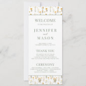 Gele wilde bloem rustieke bruiloft programmakaart (Voorkant)