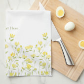 Gele wilde bloem theedoek (Quarter Fold)