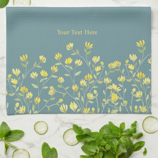 Gele wilde bloem theedoek (Gevouwen)