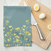 Gele wilde bloem theedoek (Quarter Fold)