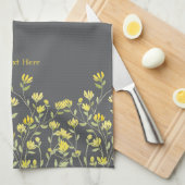 Gele wilde bloem theedoek (Quarter Fold)