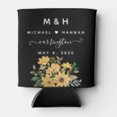 Gele Wilde Bloem Voorkant en Rug Aangepaste Wedden Blikjeskoeler (Voorkant)