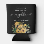 Gele Wilde Bloem Voorkant en Rug Aangepaste Wedden Blikjeskoeler (Achterkant)