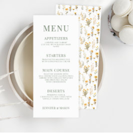 Gele wilde bloem weide bloem bruiloft menu kaarten