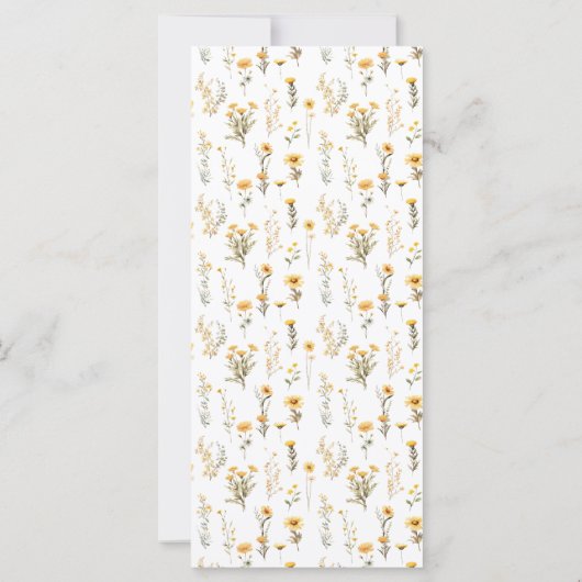 Gele wilde bloem weide bloem bruiloft menu kaarten (Achterkant)