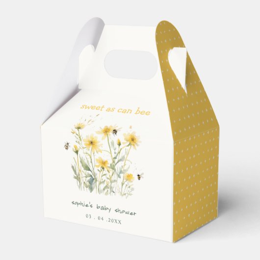 Gele wilde bloem zoet als bijenneutraal Baby showe Bedankdoosjes (Achterkant)