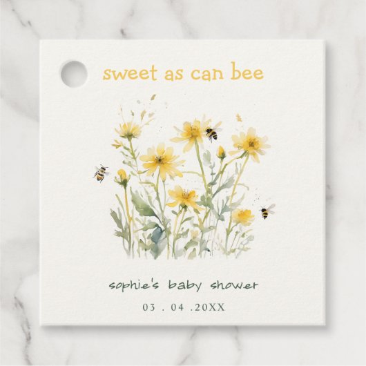 Gele wilde bloem zoet als bijenneutraal Baby showe Bedankjes Labels (Voorkant)