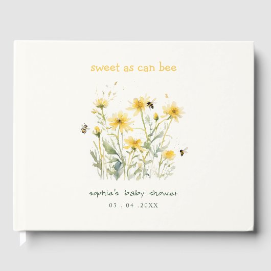 Gele wilde bloem zoet als bijenneutraal Baby showe Gastenboek (Voorkant)