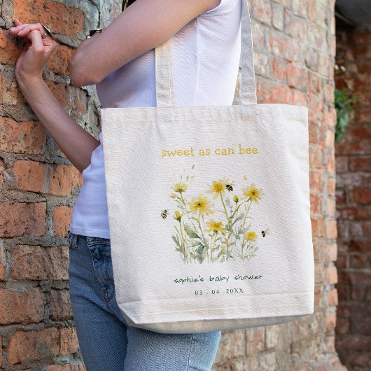 Gele wilde bloem zoet als bijenneutraal Baby showe Tote Bag