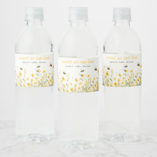 Gele wilde bloem zoet als bijenneutraal Baby showe Waterfles Etiket