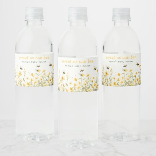 Gele wilde bloem zoet als bijenneutraal Baby showe Waterfles Etiket (Flessen)