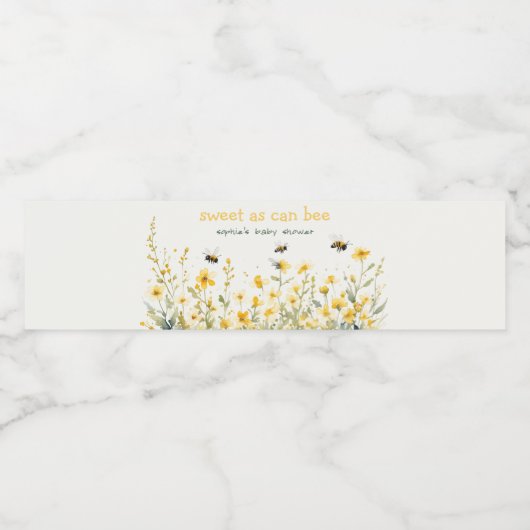 Gele wilde bloem zoet als bijenneutraal Baby showe Waterfles Etiket (Enkel label)