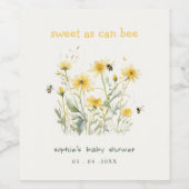 Gele wilde bloem zoet als bijenneutraal Baby showe Wijn Etiket (Enkel label)