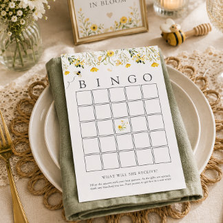 Gele Wilde Bloem Zoete Bij Baby Bingo Speelkaart
