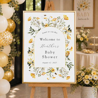 Gele wilde bloem Zoete Bij Baby Welkom Poster