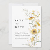 Gele Wilde Bloem Zonnebloem Trouwfeest Save The Date (Voorkant)