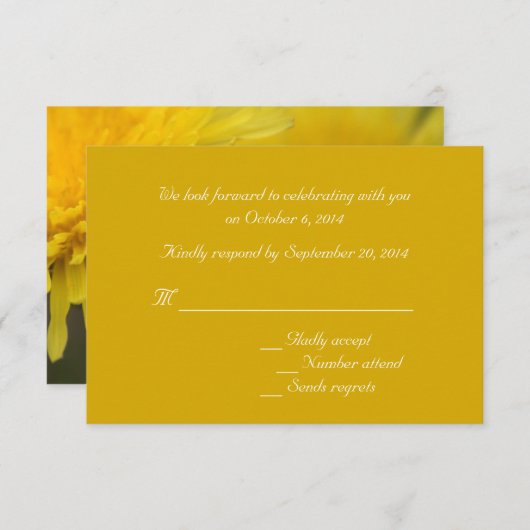  gele wilde bloemandelion bruiloft RSVP Kaart (Voorkant / Achterkant)